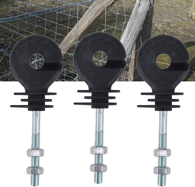 50 Pcs M6 Electric Fence Insulators, Electric Fence Insulator Electronic Fence Insulation Nails Screw in Nail Fence Post Insulator Electronic Fence Accessories