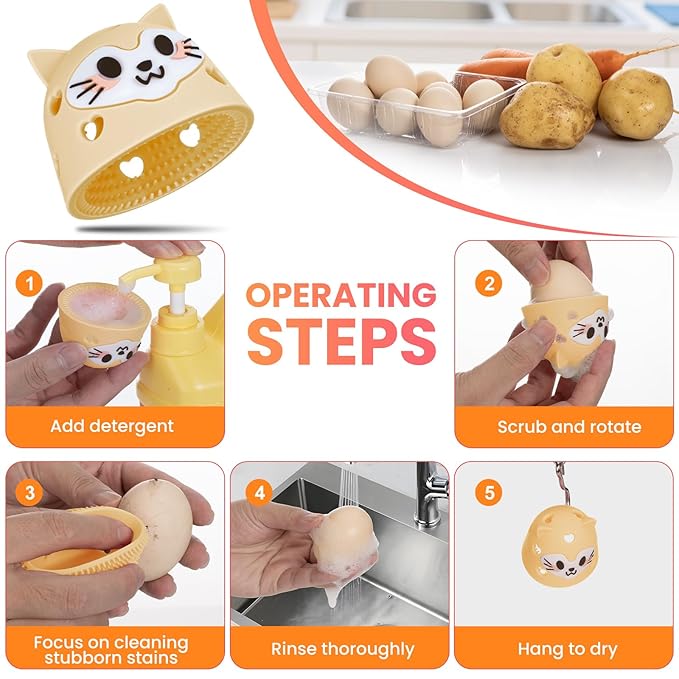 Egg Washer For Fresh Eggs,Silicone Egg Cleaner,Egg Scrubber(Yellow)