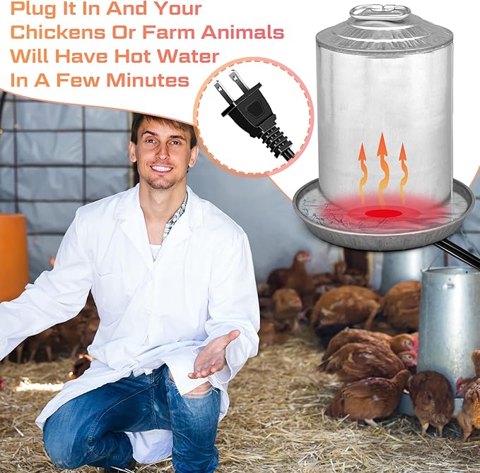 Hortsun Chicken Water Heater for Winter, Poultry Water Heater Base 120v 35w Silicone Heated Pad Chicken Waterer Heated Coop for Metal Bucket Stock Tank with 47.24 Inches Cord(Black)