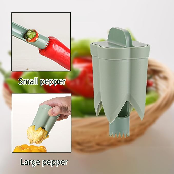 Pepper Seed Corer Remover - 2025 Upgraded 2-in-1 Bell Pepper Cutter & Deseeder: Effortlessly Streamline Your Kitchen Prep for Faster, More Efficient, & Hassle-Free Meal Prep (2, Green)