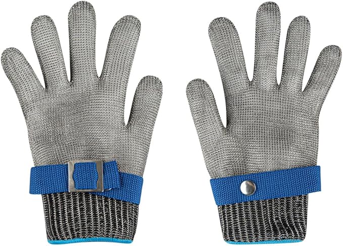 Restaurantware-Life Protector 9.3 x 3.9 Inch Kitchen Glove For Cutting, 1 306-Grade Steel Metal Glove - Level-9 Protection, Polyethylene Fabric, Stainless Steel Cutting Mitt, Durable, Dishwashable