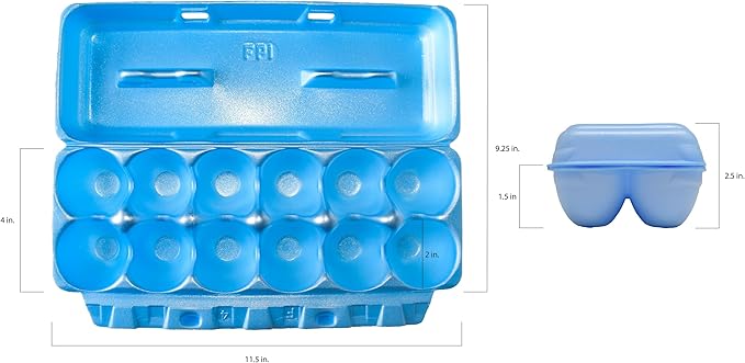 Foam Egg Cartons 25 Pack – Blue – Made in USA – Reusable 12-Egg Cartons for Chicken Eggs