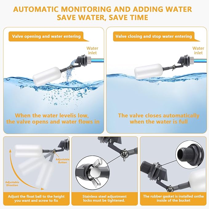 Lilyang Automatic Chicken Waterer 2 Gallon | Float-Control Auto Waterer, Hanging/Standing Design, Connect to 3/4'' Faucet & Hose, Effortless Hydration Solution for Backyard Coop & Small Farm