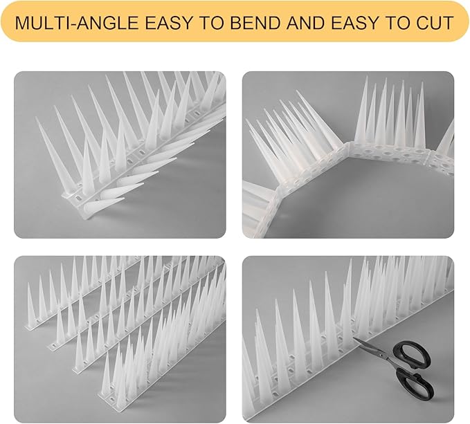OFFO Bird Spikes Pigeon Outdoor Spikes for Cat Keep Birds Raccoon Woodpecker Away Covers 53 Feet(16.2m), Frosted White