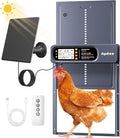Automatic Chicken Coop Door Solar Powered with Timer, Light Sensor, Remote Control, Anti-Pinch, Waterproof, Aluminum Coop Door, 4 Auto Modes, Comfort Larger Size Duck Chicken Turkey House Door