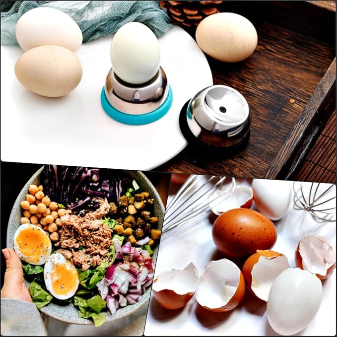 Egg Piercer Tool for Hard Boiled Eggs – Stainless Steel Needle with Safety Lock – Prevents Cracking, Easy Peeling – Egg Pricker for Cooking, Boiling, Steaming – Kitchen Gadget & Egg Cooker Accessory