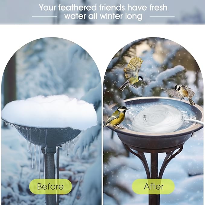 100W Bird Bath Heater for Outdoors in Winter, RIFNY Birdbath Deicer Water Heater Submersible for Bird Chicken Drinking with Thermostatically Control and Auto Shut-Off, Full-Covered Aluminum, 10FT Cord