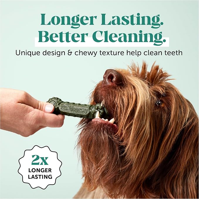 Pet Honesty Brush Buddies All Natural Dog Dental Treats for Dogs – Long Lasting Dental Sticks for Dogs, Teeth Cleaner, Breath Freshener, Plaque & Tartar Remover – Medium Sized Dogs (15 Count)