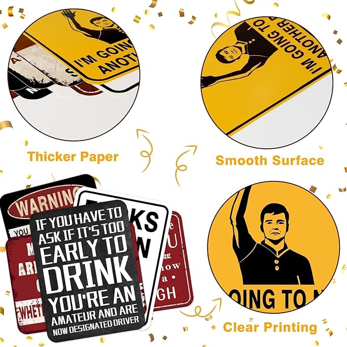 WERNNSAI Man Cave Party Decorations - 9 PCS Funny Man Cave Party Sign Decoration for Men Boys ManCave Theme Birthday Supplies Vintage Little ManCave Decor Beer Sign Poster for Home Garage Yard Decor