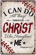 Bible Verse Wall Decor Philippians 413 Baseball Christian Metal Sign Religious Home Faith Inspirational Art Boys Room Bedroom Sports 8 x 12 Inch Kitchen Indoor Outdoor