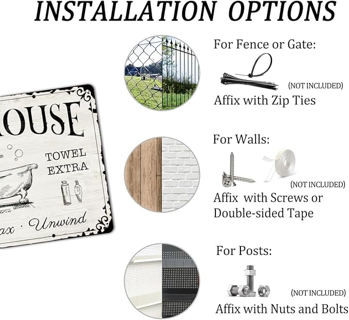Generic Bath House Metal Tin Signs Hot Bath Towel Extra Wash Relax Unwind Vintage Retro Sign for Home Farmhouse Bathroom Bath Wall Decor Family Bath Gift Plaque 8x12 Inch