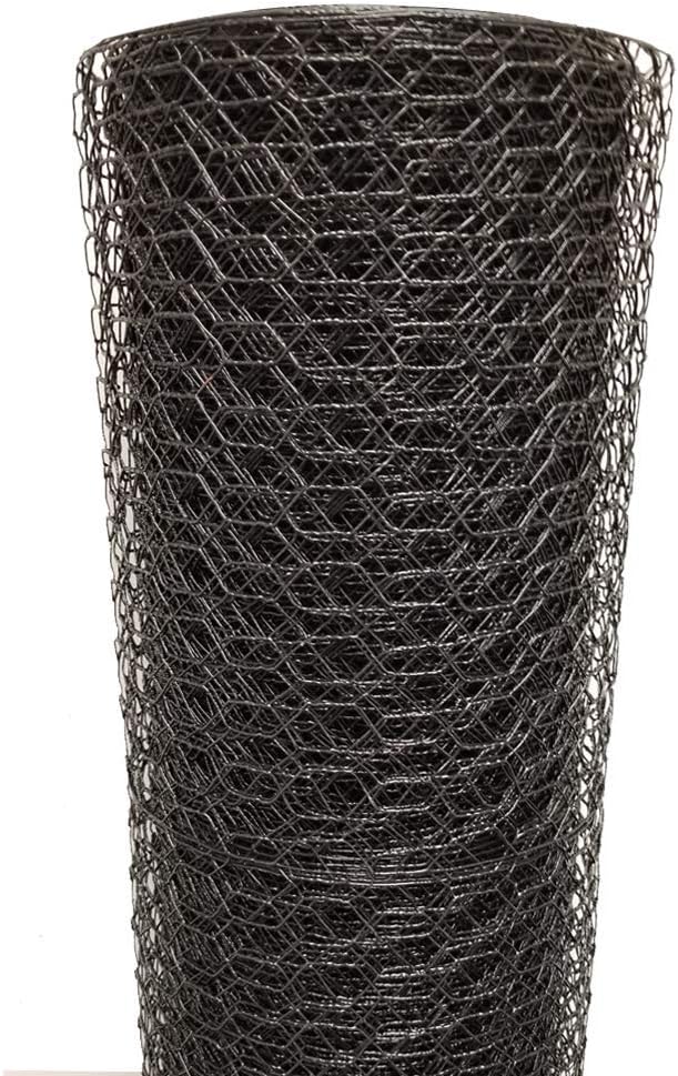 Fencer Wire 20 Gauge Black Vinyl Coated Poultry Hex Netting with 1 inch Mesh (5 ft. x 150 ft.)