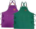 Chef Apron with Large Pockets for Women Men, Cotton Canvas Cross Back Water Repellent Adjustable Work Apron