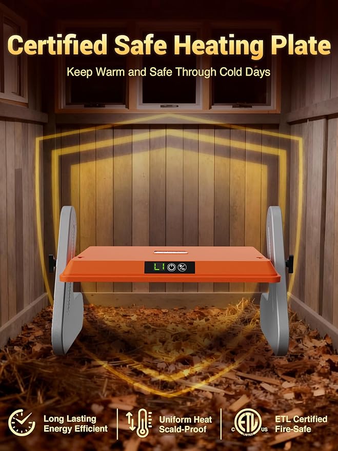 Brooder Heater for Chicks, Chicken Heating Brooder Plate with 3 Adjustable Temp Settings, Safe Coop Heater for Warmer for Poultry Cage Warm, Energy Efficient Radiant Heat Pad (ETL Compliant)