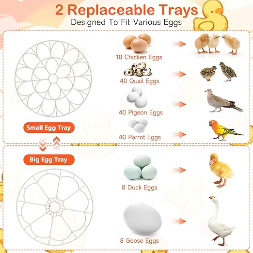 18 Egg Incubators for Hatching Eggs, Egg Incubator with Automatic Egg Turning and Humidity Control, Incubators for Hatching Chicken Ducks Quail Goose Pigeon