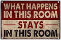 Funny Room Wall Decor Metal Sign What Happens In This Stays Vintage Style 12 x 8 Inch Bedroom Dorm Man Cave Door Decoration For Men And Women Aluminum Art Kitchen