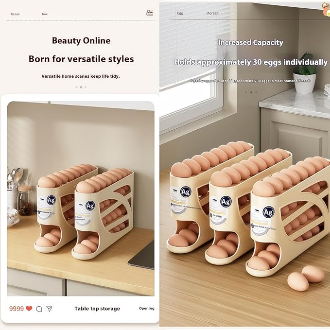 Fridge Egg Holder, 30 egg organizer/tray for refrigerator,fridge organizers and storage for Kitchen.(White)