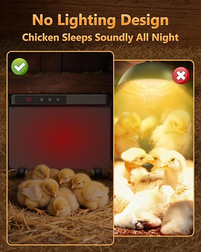 TIMEBAL 2025 Smart Chicken Coop Heater with Adjustable Temperature Remote Control, 200 Watts Radiant Heat Flat Panel Heaters for Winter Heating,Adaptable to Timer and Temp Controllers (Black)