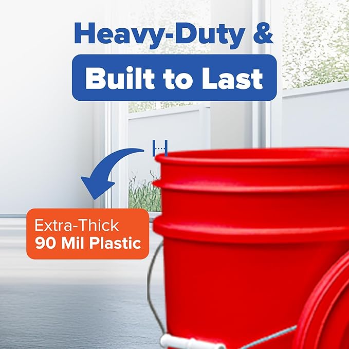 ePackageSupply 5 Gallon Plastic Bucket with Airtight Lid | Made in USA | Food Grade Bucket | BPA-Free | Heavy Duty 90 Mil All Purpose Pail | One 12" Rubber Mallet & One Lid Opener Included | 1 Pack