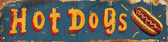 Hot Dogs Decor Signs Metal Tin Sign Decor Art Vintage Farmhouse Coffee Bar Bathroom Wall Decor Funny Man Cave Decor Accessories For Home Cool Room Decor Road Street Garage Signs 4x16 in