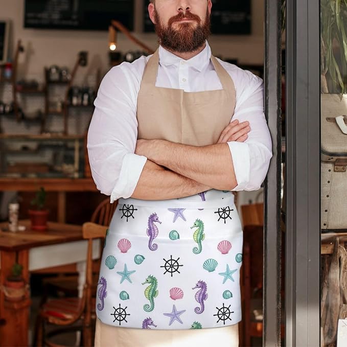 Short 3 Pockets Waist Waiter Waitress Half Apron Waterproof Chef Aprons