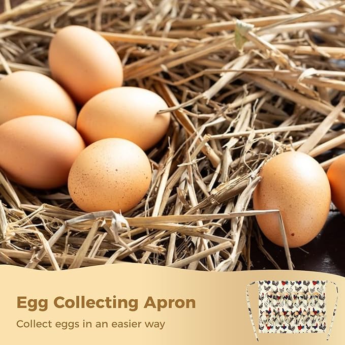 Homaisson Egg Apron, 15 Pockets Durable Canvas Egg Collecting Holding Apron Gathering for Chicken Duck Goose Eggs