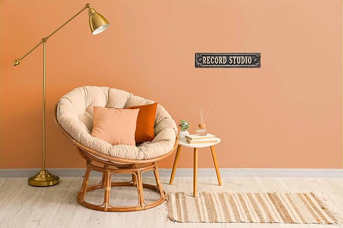 Vintage Tin Record Studio Sign Retro Metal Sign Suitable For The Record Studio - Multi-Purpose For Indoor Use Plaque 4x16 Inch