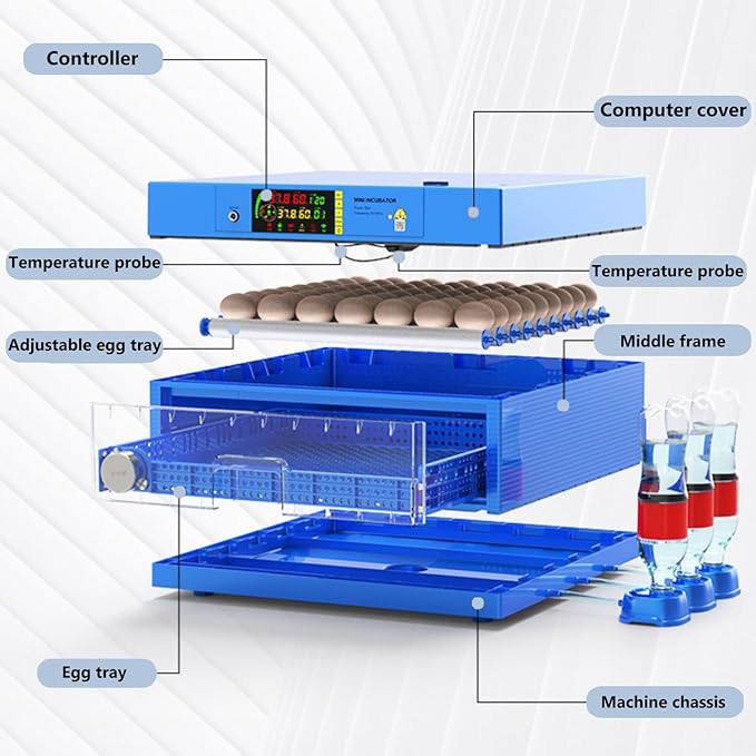 Automatic Eggs Incubator, Large Incubators for Hatching Eggs with Automatic Egg Turning & Temperature Control, Poultry Hatcher Machine for Chicken Duck Goose Quail Bird (192 Eggs)