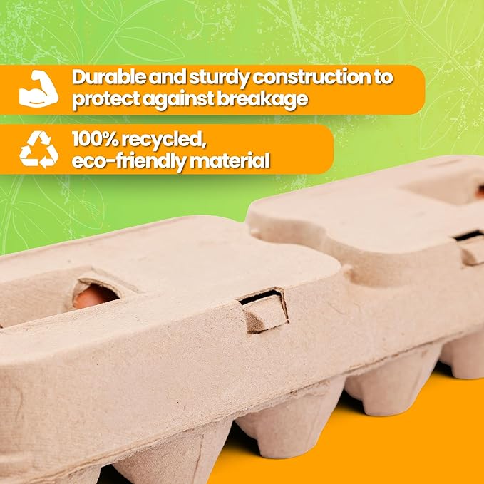Egg Cartons - Plain Paper Pulp Egg Crate - Reusable Eggs Cartons 12 count, Dozen Eggs Containers, Lightweight Storage Crate for Farm Supply (Pack of200)