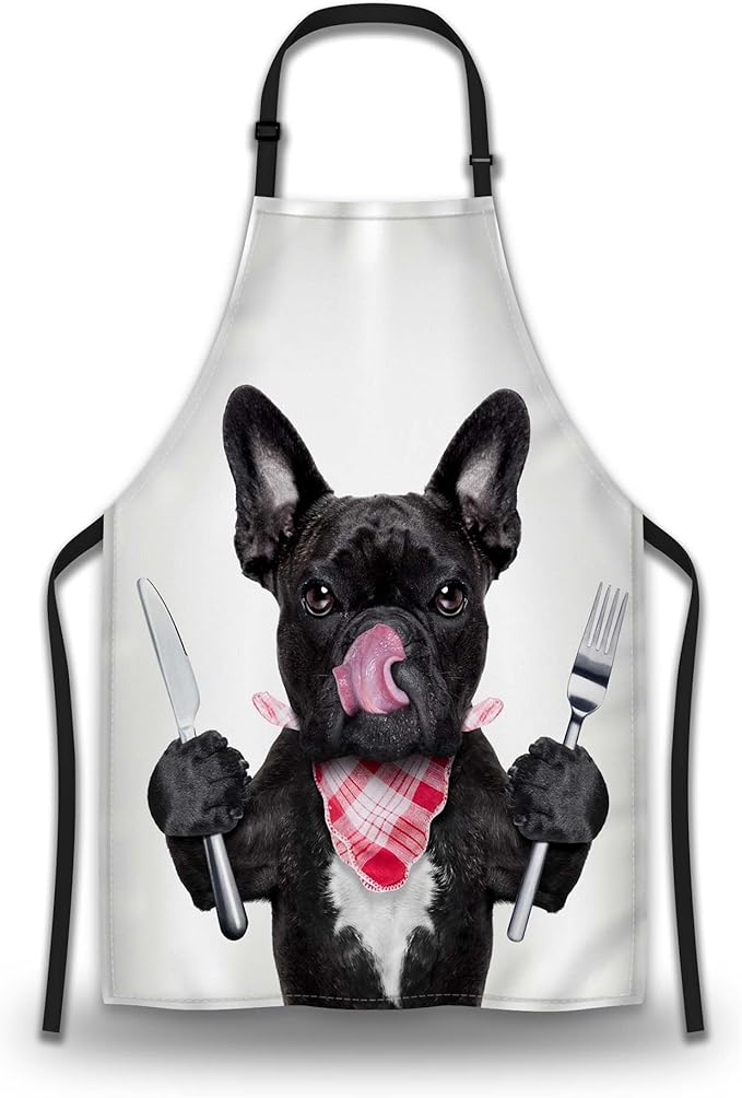 Aprons for Cooking for Men Funny French Bulldog Dog Mans Chef Apron for Kitchen Cooking Restaurant BBQ Painting Crafting Gardening 27” (W) x 31” (H), Waterproof Apron