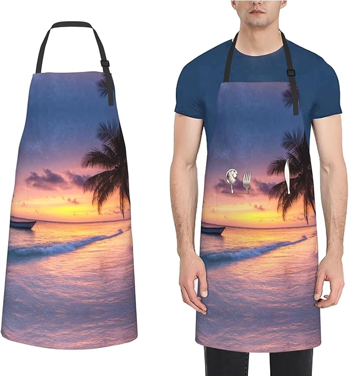 Kitchen Aprons for Men Women Waterproof Apron with 2 Pockets Whale Tail Apron Adjustable Bib Aprons