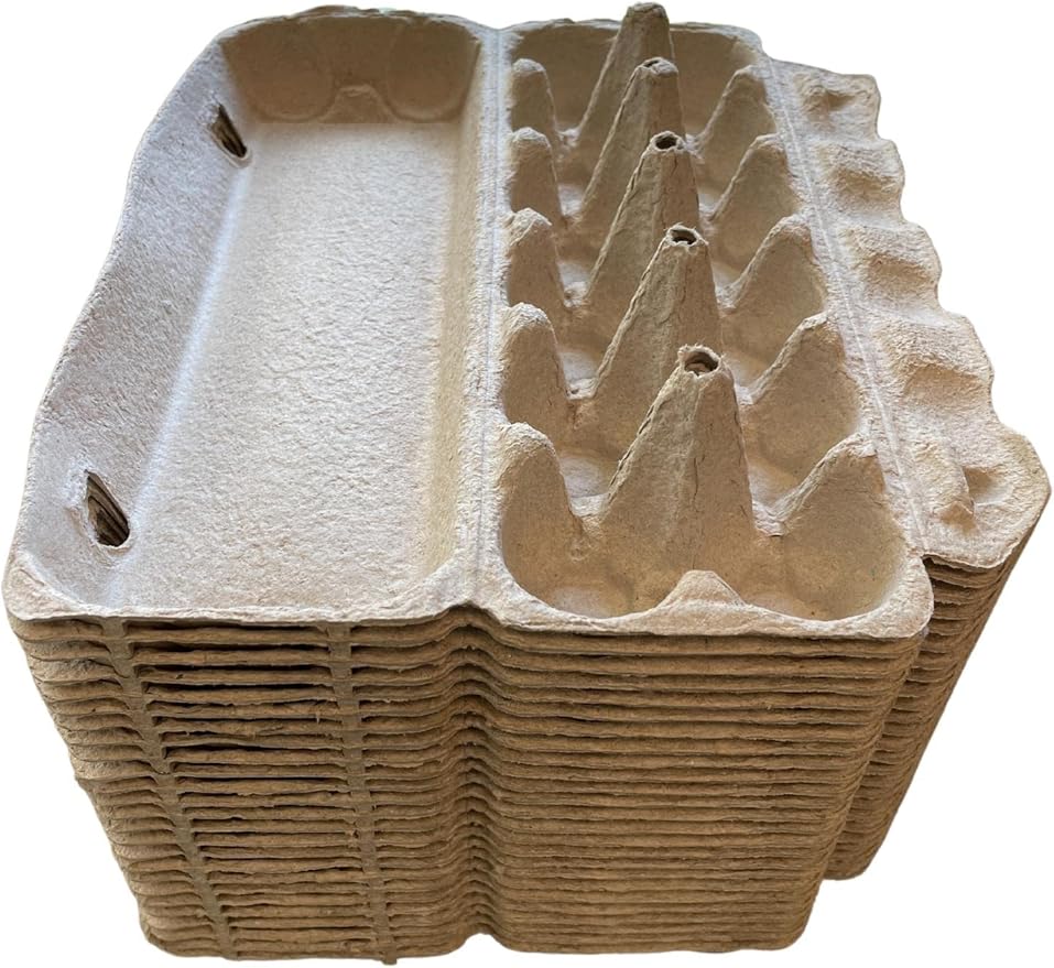 Natural Pulp Egg Cartons Securely Holds One Dozen Eggs or Use for Crafting or Sell Your Large Eggs (6 Cartons)