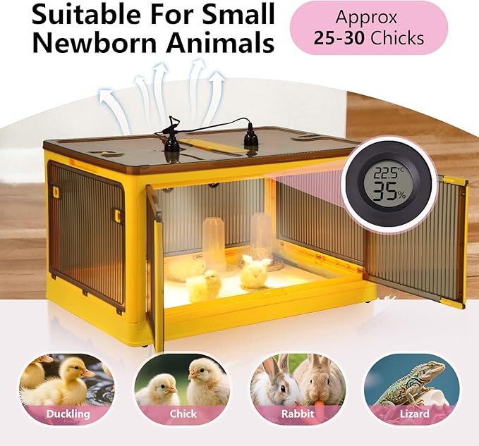 142L Chicken Brooder Box for Chicks Kit with Heater Chicks Warmer Brooder Plate Ducks Tent Pen Thermometer for 30 Ducks Bedding Indoor Quail Brooder (142L)