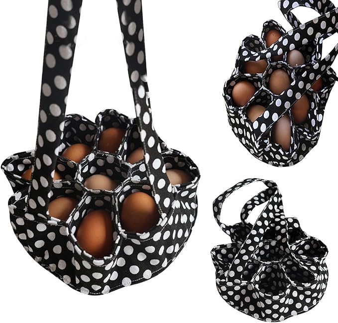 Large Egg Collecting & Gathering Basket Bag with 9 Pouches, Fresh, Durable Canvas Apron Egg Holder, Collector & Container for Duck, Chicken, Goose Eggs Collection