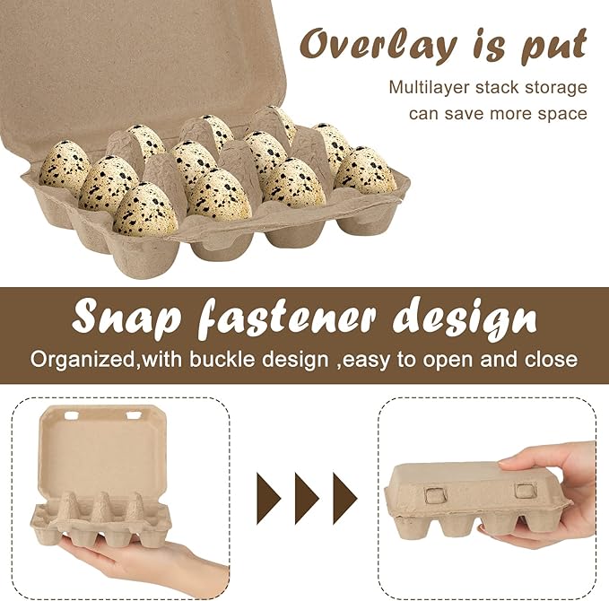 60 Pcs Quail Egg Cartons Paper Pulp Basket A Dozen Paper Crates Blank Cardboard Quail Egg Holder Container Reusable Storage Tray for Home Kitchen Refrigerator Farmhouse(3 x 4 Square,Gray)
