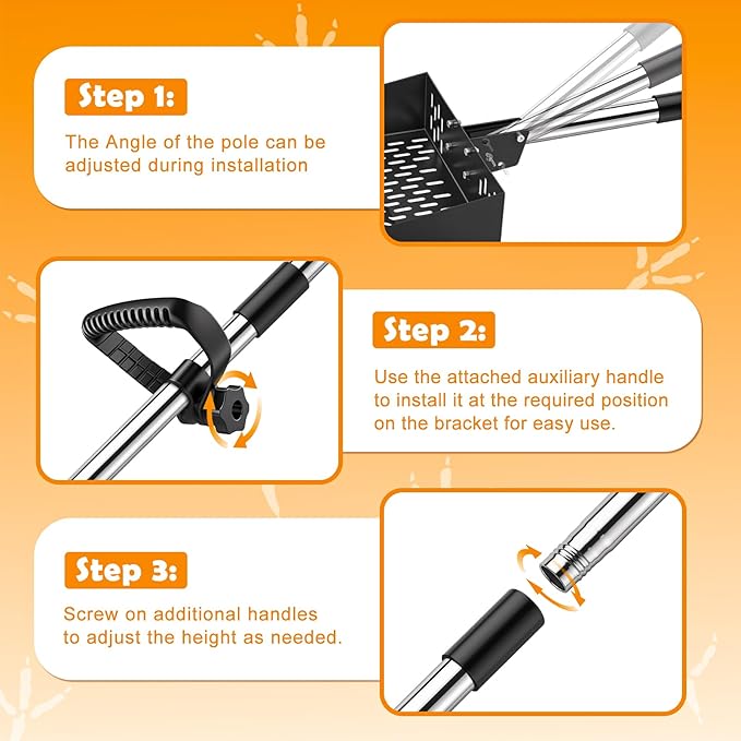 Senlinyu Chicken Poop Scooper for Sand, Chicken Poop Scooper & Rake 2-in-1 Chicken Coop Accessories with 24"-70" Adjustable Stainless Steel Handle Heavy Duty Sand Sifting Shovel for Coop Maintenance