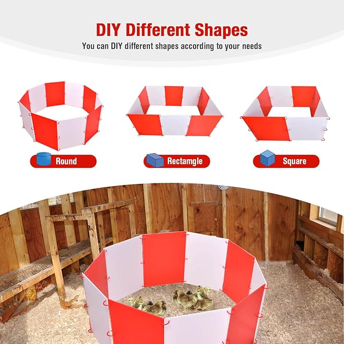 Brooder Box for Chicks, Adjustable Shape & Large Space Chicken Brooder Kit Holds Up to 15 Baby Chicks, Durable & Strong Chicken Brooder Box for Safe Growing, Easy to Store & Clean
