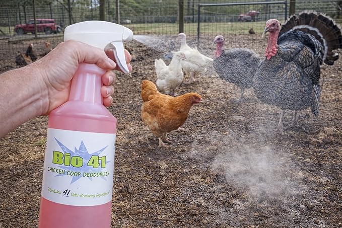 Chicken Coop Deodorizer - All Natural Ingredients for Ammonia Control and Odor Eliminator for Poultry - Works in Coops, Brooders, Nest Boxes, Waste Areas, Roosting Areas, Bedding - 32 oz Spray Bottle