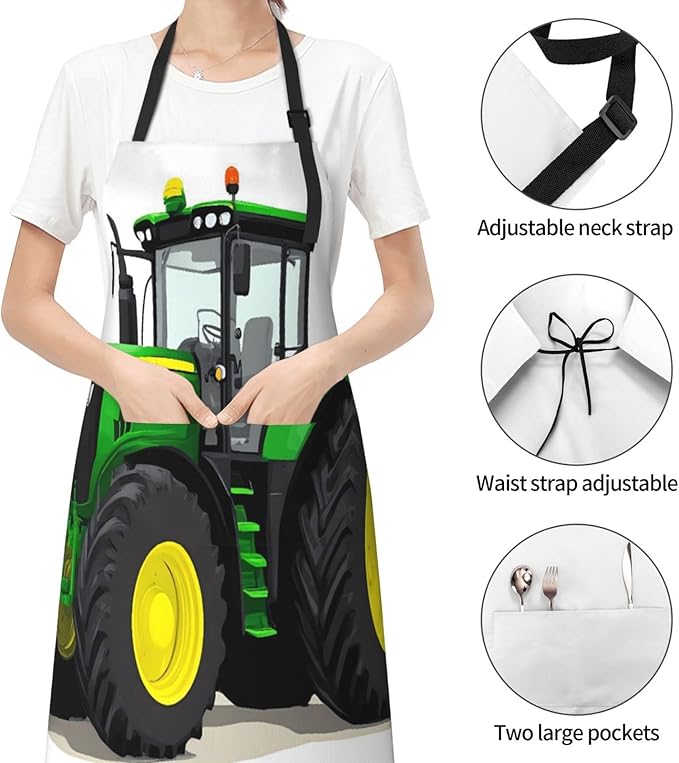 Big Farm Tractor For Waterproof Adjustable Adult Apron With Pockets For Men And Women Cooking, Painting