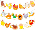 Chicken Party Banners Chicken Birthday Decorations 2PCS Farm Chicken Theme Party Supplies Chick Hen Cutout Banners for Farm Rooster Animals Baby Shower Supplies