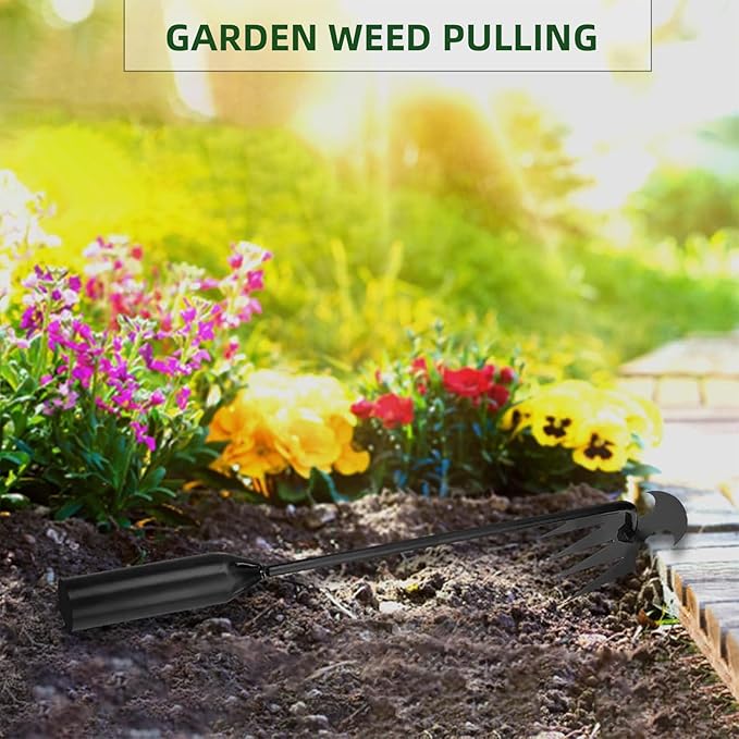 Garden Weed Pulling Tool, 2025 New Stainless Steel Weeder Tool，Grandpas Weeder Tool with Handle, Puller Tool 4 Tooth Manganese Steel, for Gardening Backyard Farm