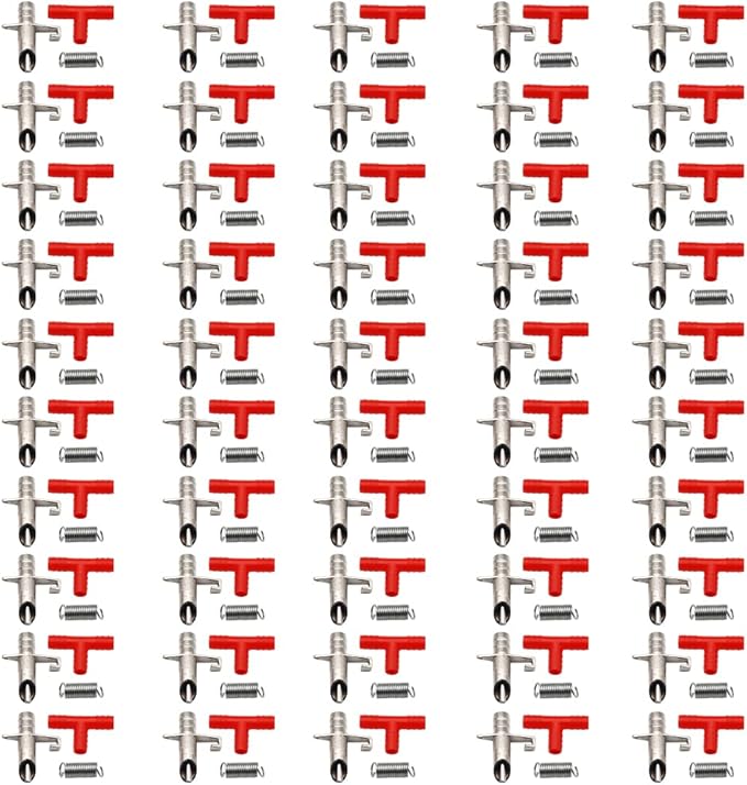 50PCS Automatic Water Rabbit Nipple Drinker Feeders for Rabbit Guinea Pig Ferret Rat Mouse Poultry Watering System (Red)