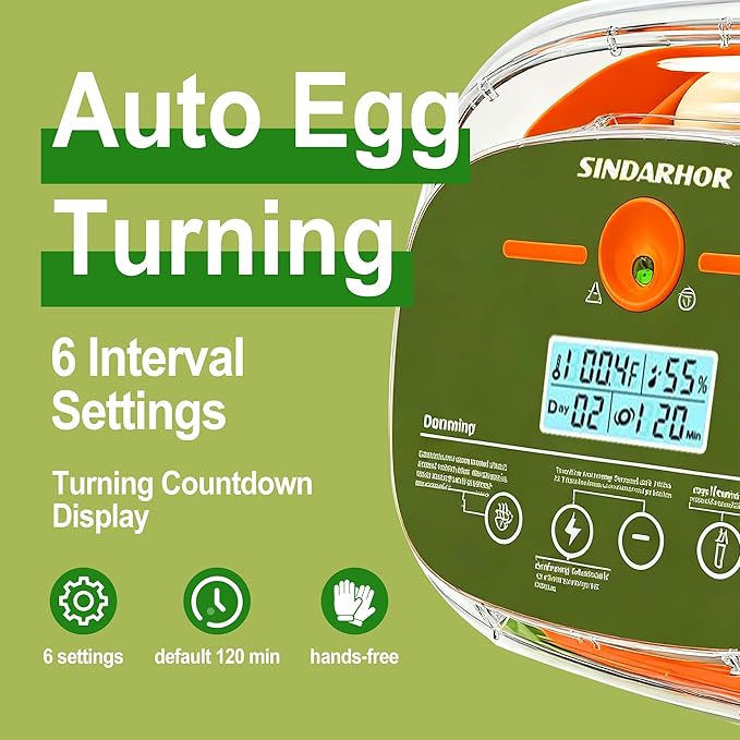Ovatt 24-Egg Digital Incubator - Automatic Temperature and Humidity Control, LED Display, Automatic Rotation, External Water Refill - Ideal for Incubating Chicken, Duck, Quail, and Goose Eggs