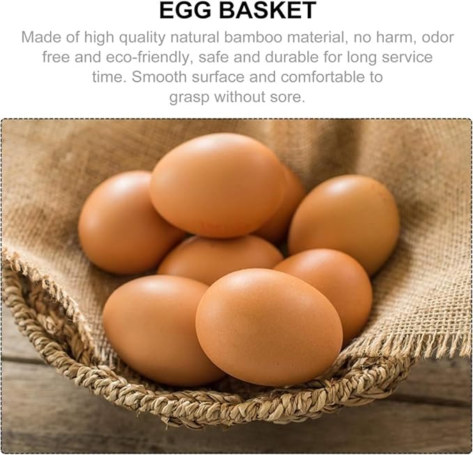 Egg Collecting Basket 3pcs Wooden Basket, Egg Harvest Garden Food Service Display Baskets for Kitchen Countertop