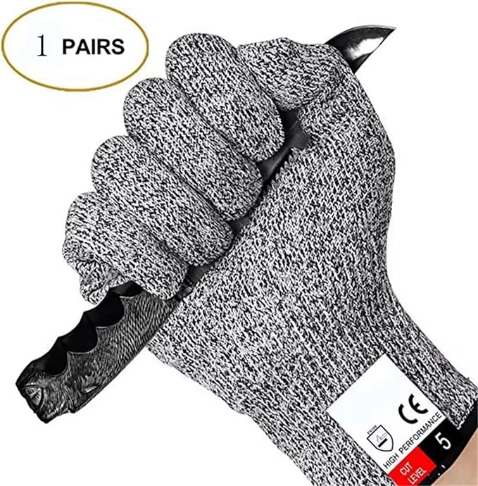 Cut Resistant Gloves Food Grade, Level 5 Protection Kitchen Safety Gloves for Oyster Shucking, Mandolin Slicing, Meat Cutting & Fish Fillet Processing, Lightweight Chef Butcher Gloves, 1 Pair