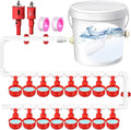Complete Set Pipeline Automatic Poultry Nipple Waterer, 1/2" PVC Tee Fittings and Other Parts for Chicken, Turkey, Duck, Pigeon, Quail Feeding and Watering