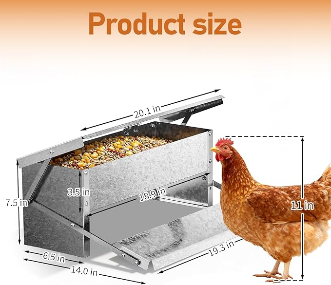 Outvita Automatic Treadle Chicken Feeder, 15 Lbs No Waste No Spill Rodent Proof Metal Chicken Feeder with Weatherproof Lid, Chicken Supplies for Your Chickens Duck Bantams Pheasants Poultry Coop