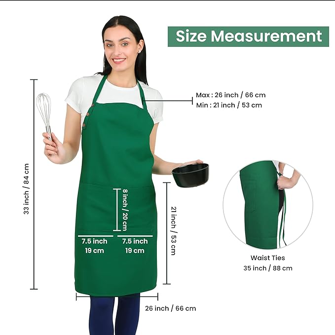 Kitchen Apron Cotton Waterdrop Resistant with adjustable Aprons for Women with Pockets 9 Color option Cooking