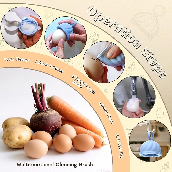 Egg Washer for Fresh Eggs - Upgraded 2.0 Silicone Egg Scrubber | Farm Fresh Egg & Vegetable Scrubber | Dishwasher Safe, Gentle on Shells (Yellow 1 Pcs)