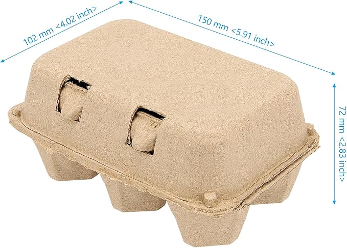 50 Pack Empty Egg Cartons Bulk,6 Count Pulp Fiber Egg Tray Holder Eggs Storage Containers for Family, Farm
